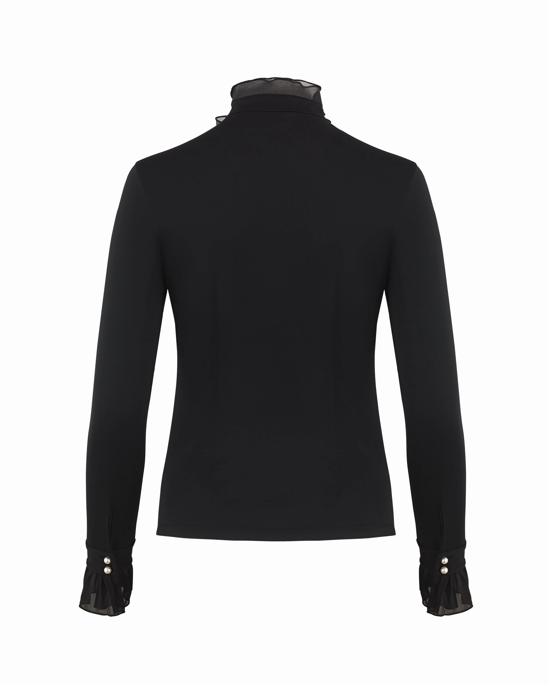 ZipperedPockets Chiffon Ribbon Windproof Inner T-Shirt - Black