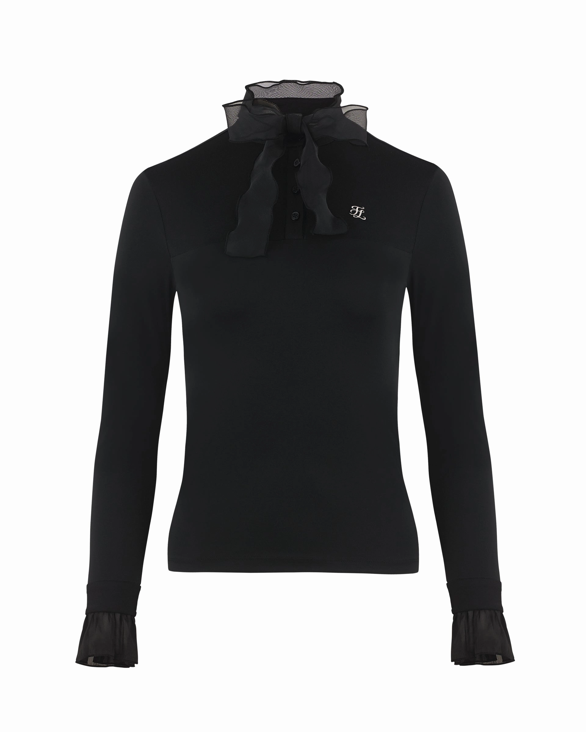 Chiffon Ribbon Windproof Inner T-Shirt - Black StretchFit