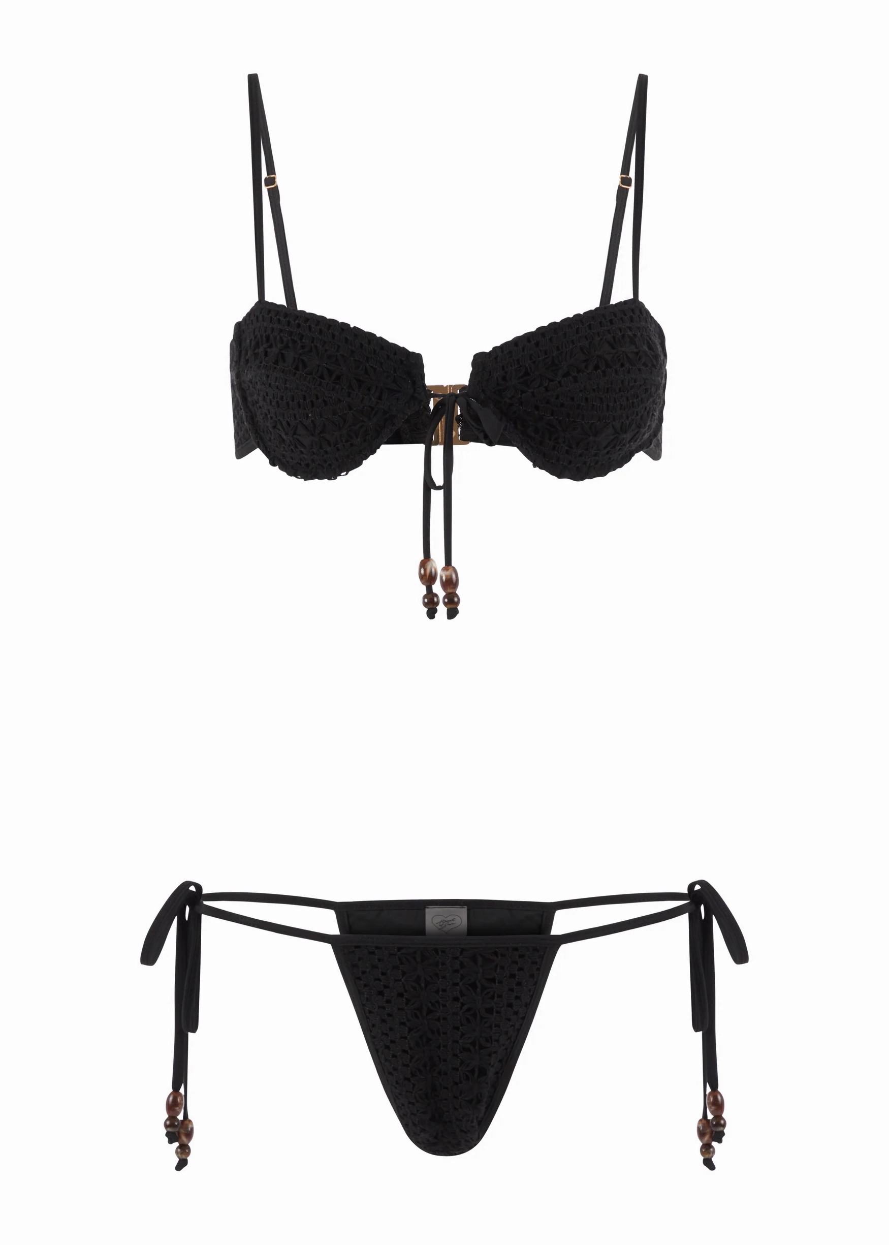 Dolce Vita Underwire Bikini Top | Noir Crochet Light material Layered Collar Structure