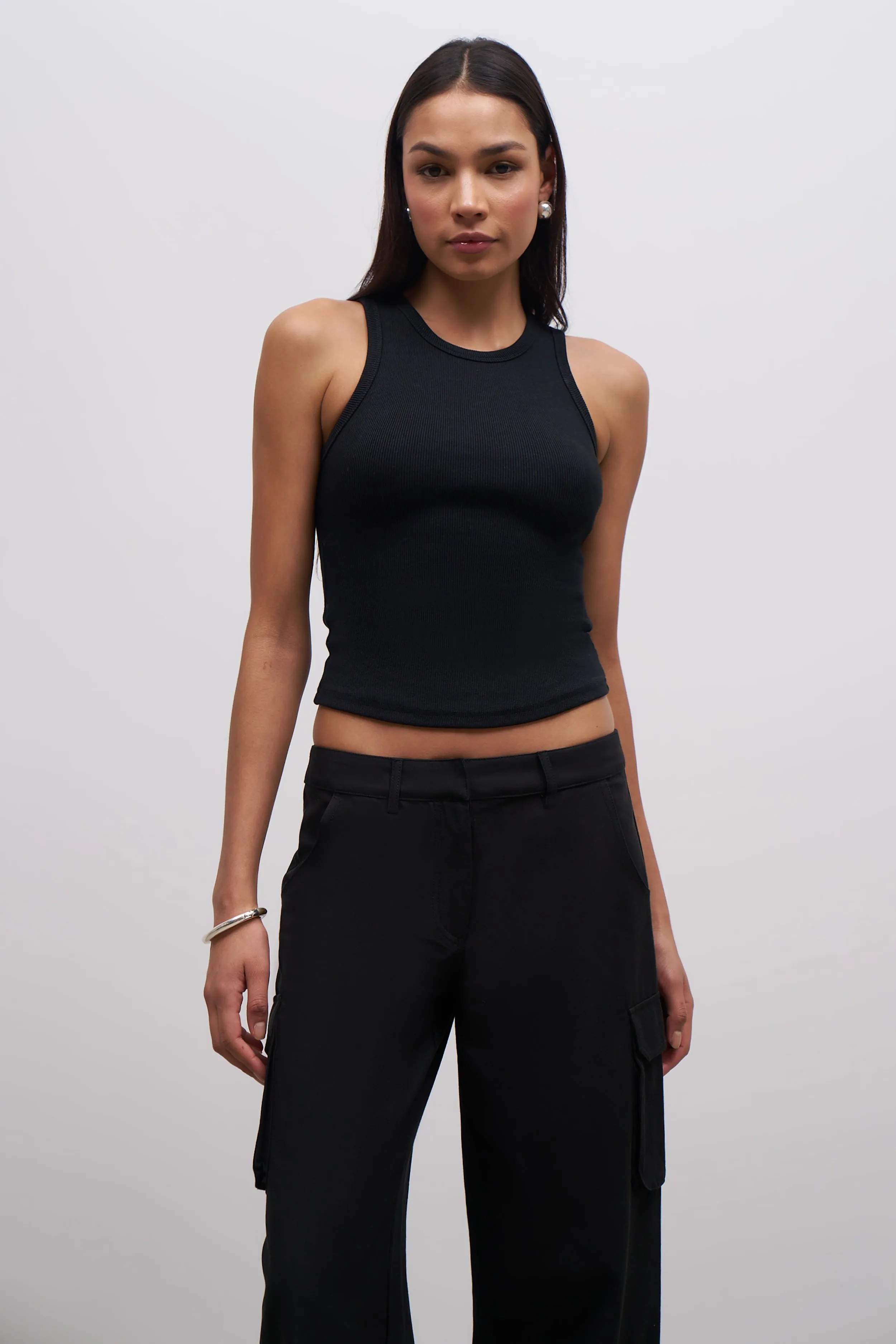 Heavy Ribbed Racer Top - Black Odor Resistant Fabric SustainableBlend
