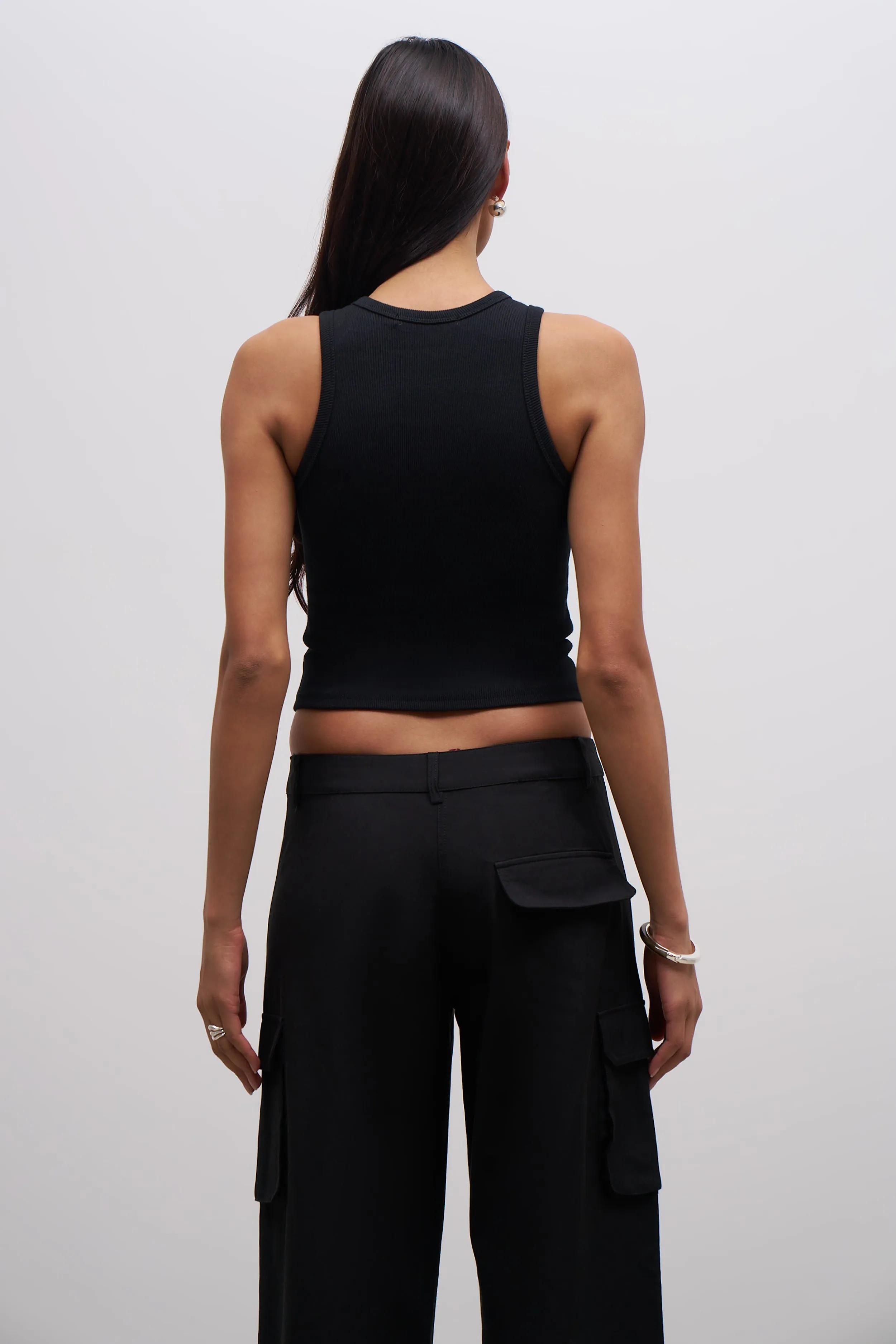 Heavy Ribbed Racer Top - Black Comfortable Look FlexibleMobility