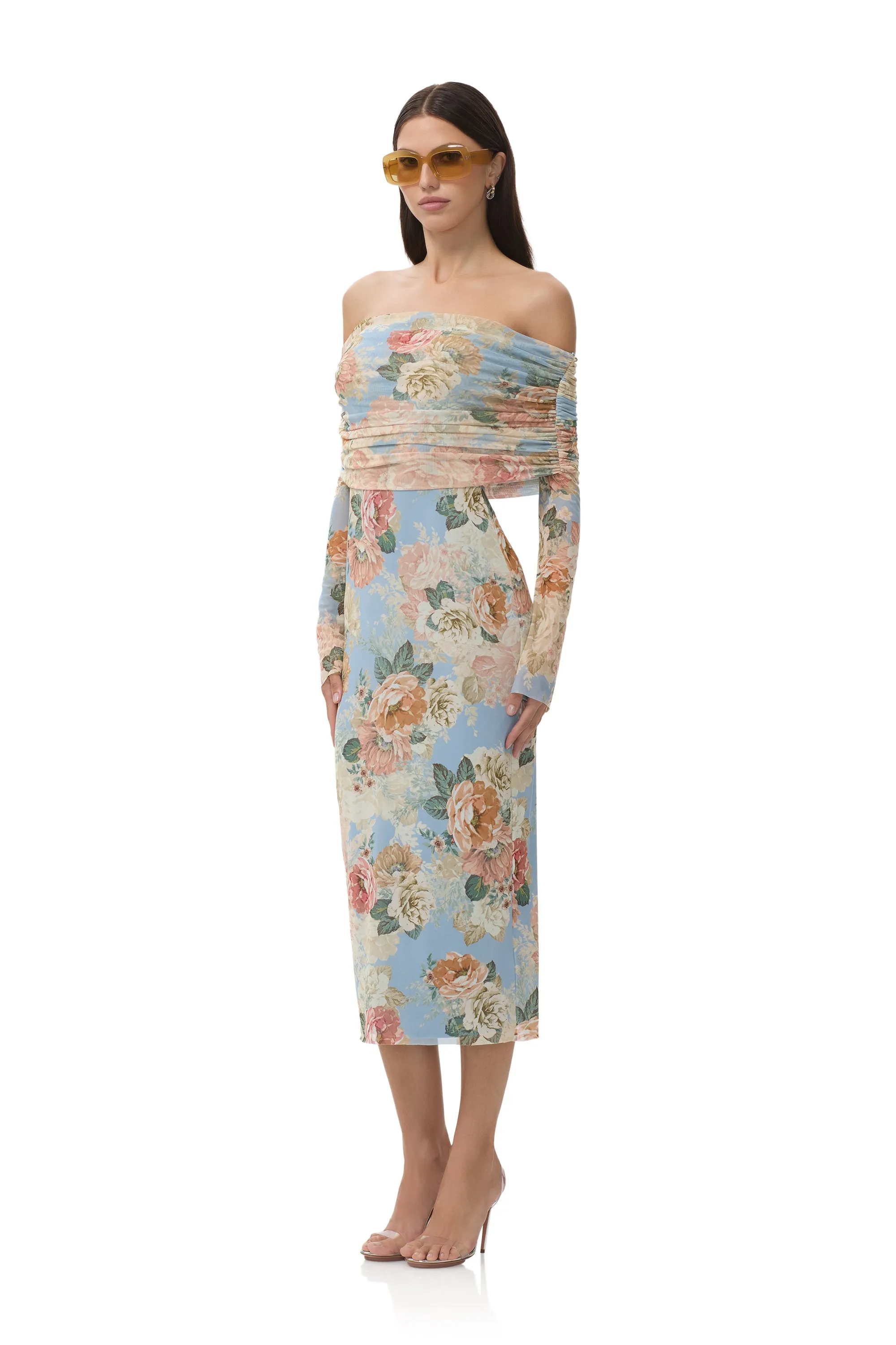 Cornelia Dress - Soft Slate Bloom Semi Formal
