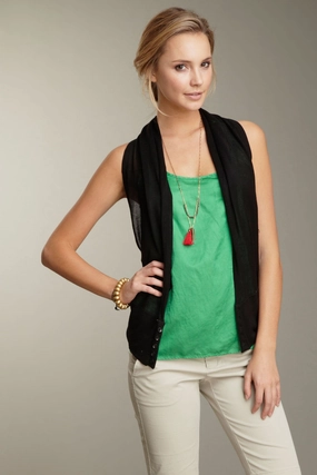 Ultra Soft Knit Wrap Top - Black Stretch Fit