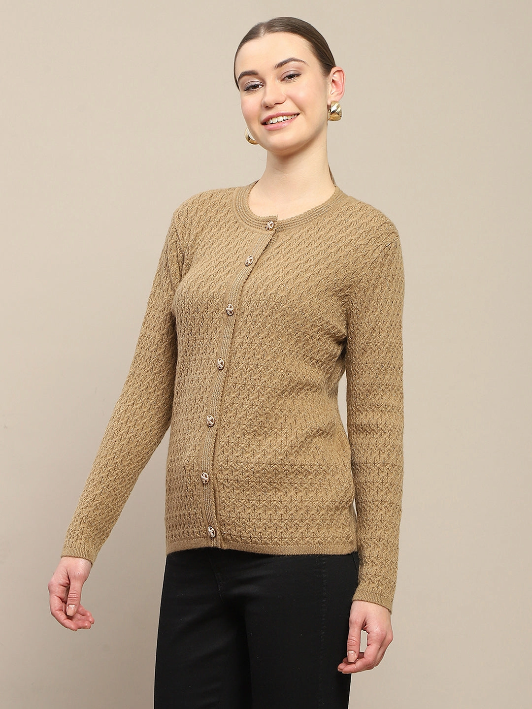 Madame Round Neck Cardigan Relaxed Look