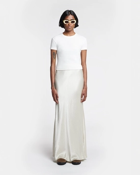 YarnBlend HighStretch Axton - Cropped Ribbed Cotton-Jersey T-Shirt - Off White