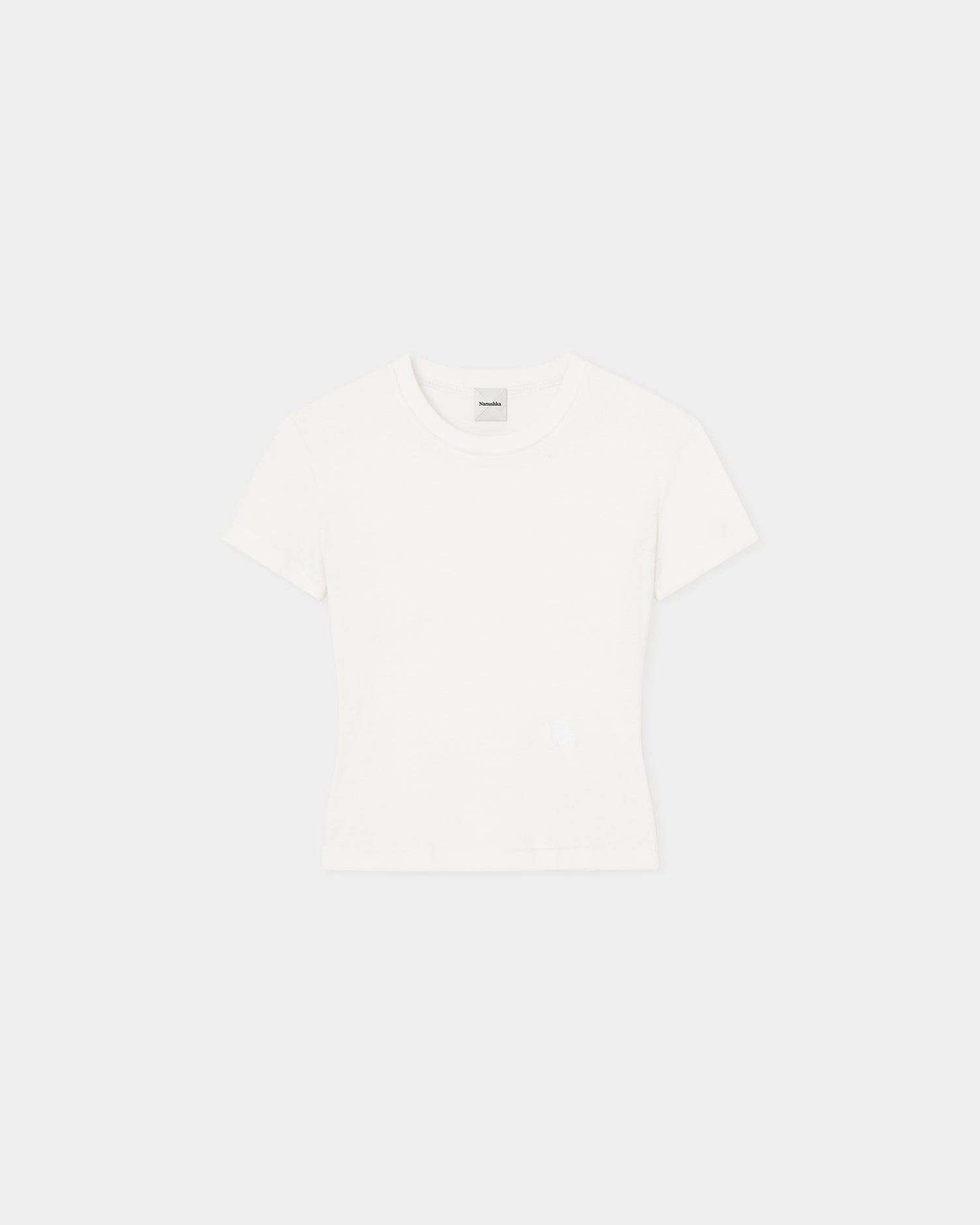 Stretchable Neckline Axton - Cropped Ribbed Cotton-Jersey T-Shirt - Off White