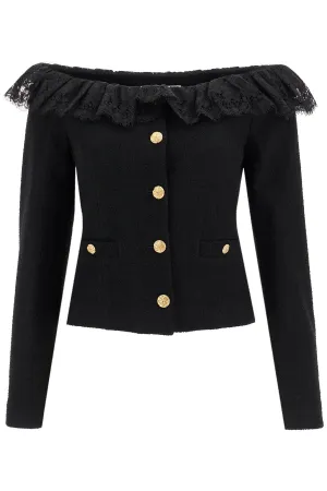 off-shoulder tweed bou FABX3935 F3593 BLACK