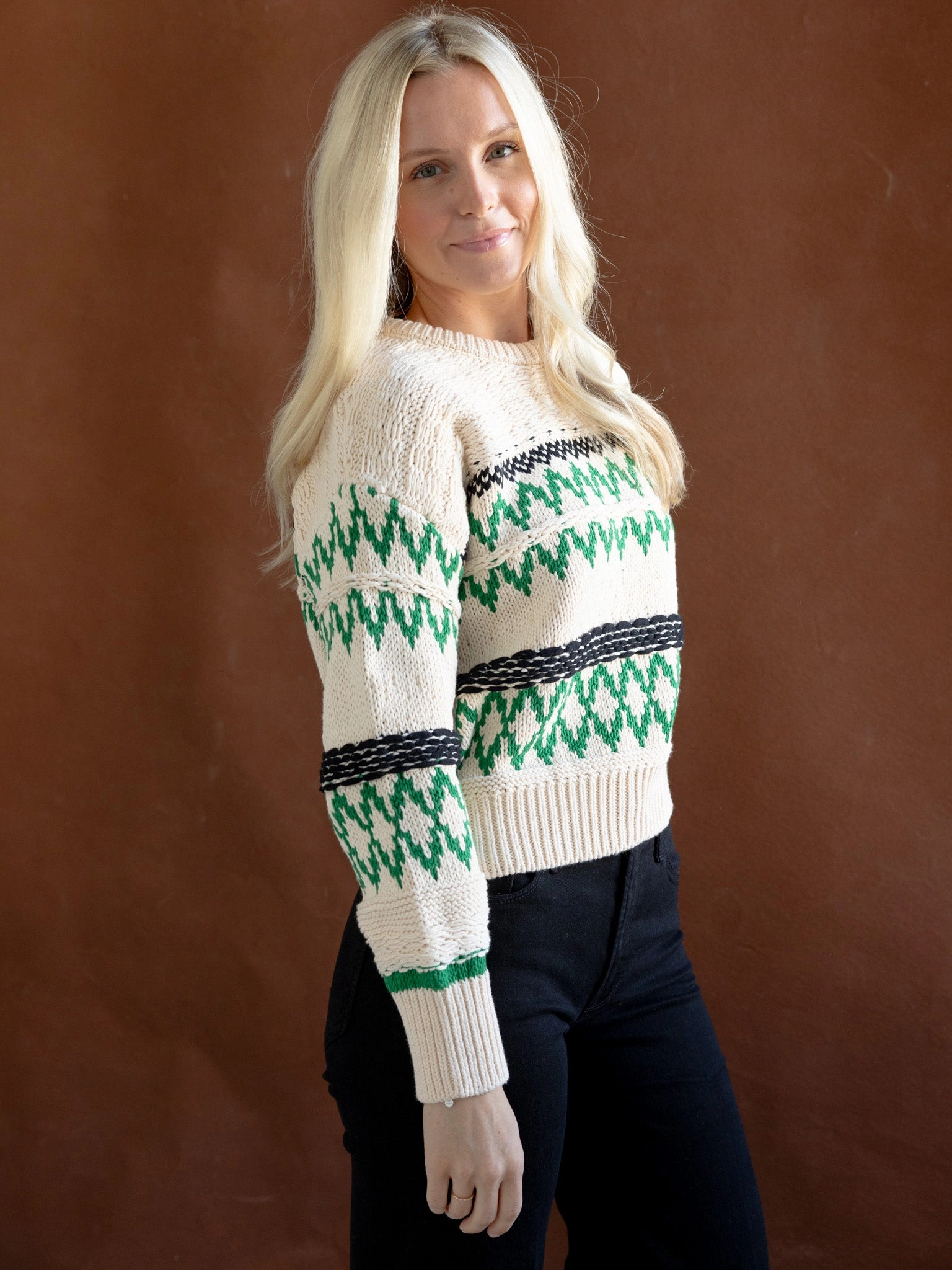 Kinsely ZigZag Sweater Merino Wool Blend MachineWashable Structure