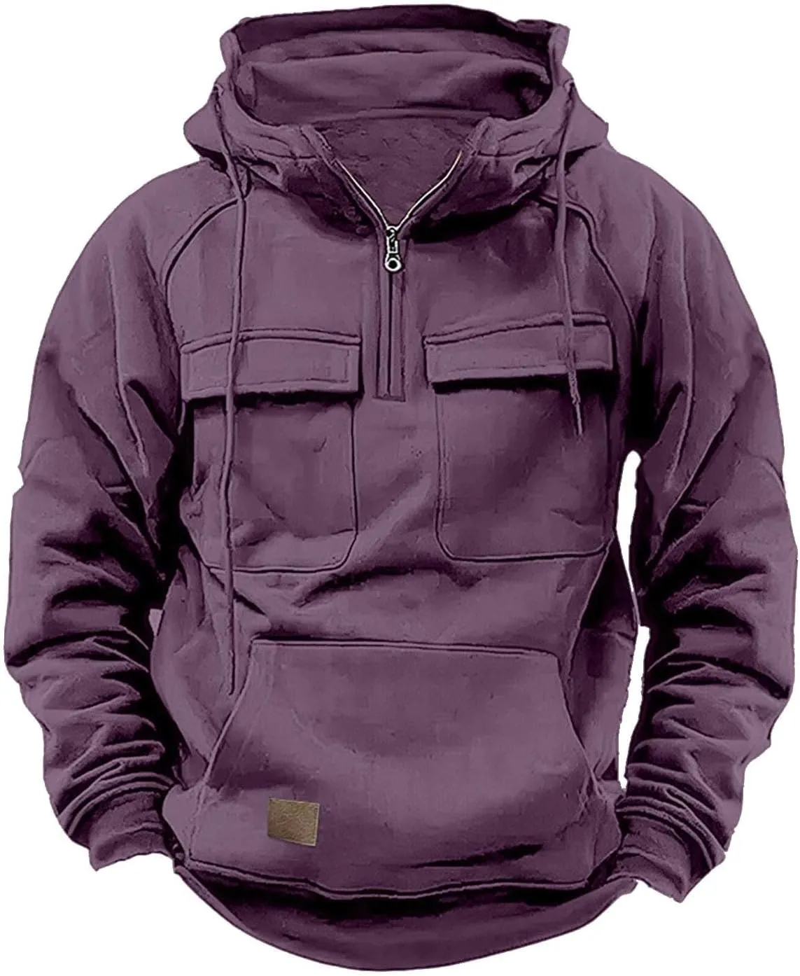 Ogiraw Tactical Hoodies for Men 2024 Quater-Zip Pullover Vintage Sweatshirt Casual Long Sleeve Cargo Hoodies with Pocket