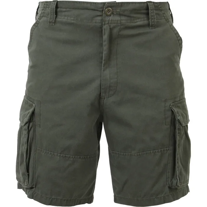 Olive Drab - Tactical Vintage Paratrooper BDU Cargo Shorts - Poly Cotton - Zipper Fly