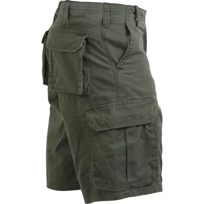 Olive Drab - Tactical Vintage Paratrooper BDU Cargo Shorts - Poly Cotton - Zipper Fly