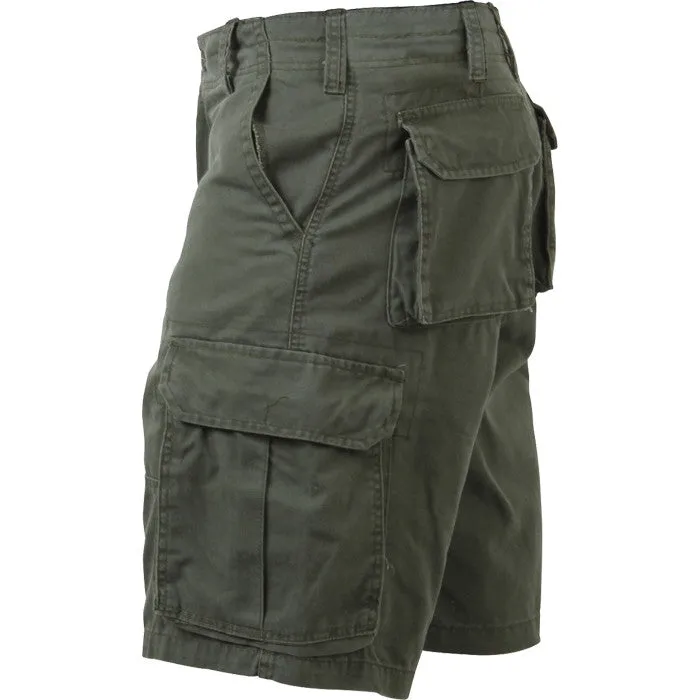 Olive Drab - Tactical Vintage Paratrooper BDU Cargo Shorts - Poly Cotton - Zipper Fly