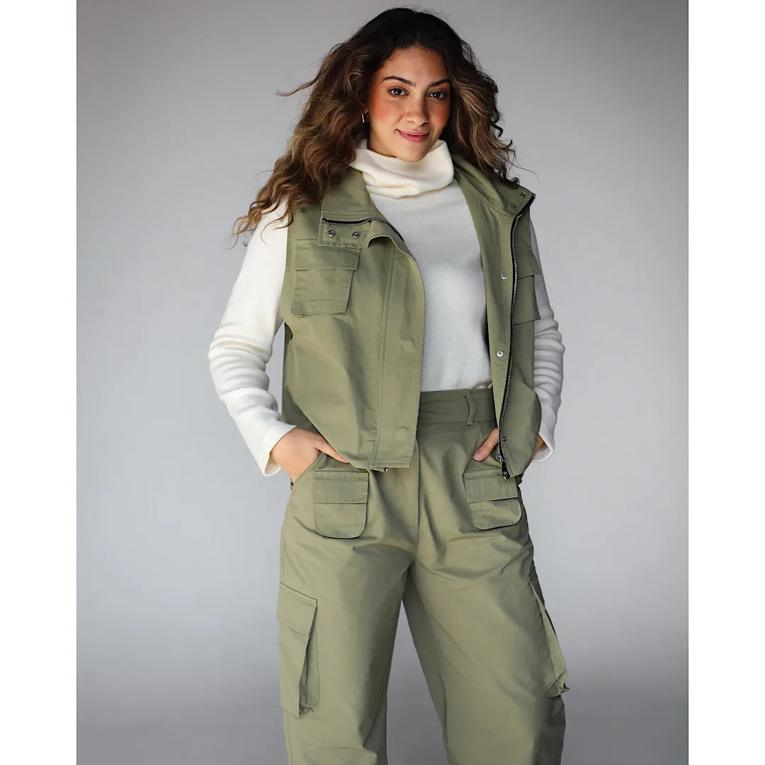 Olive waterproof vest co-ord set
