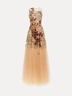 Ombré Sequin Peony Gown