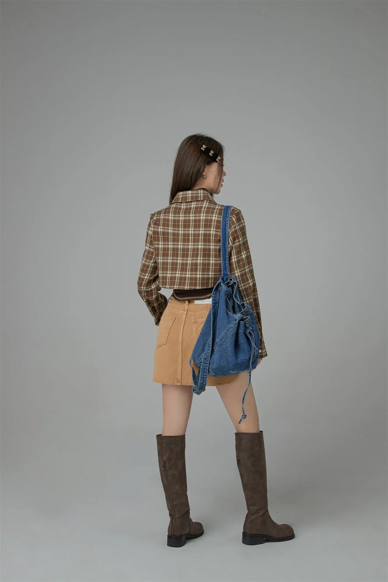 On The Ground Check Cropped Shirt