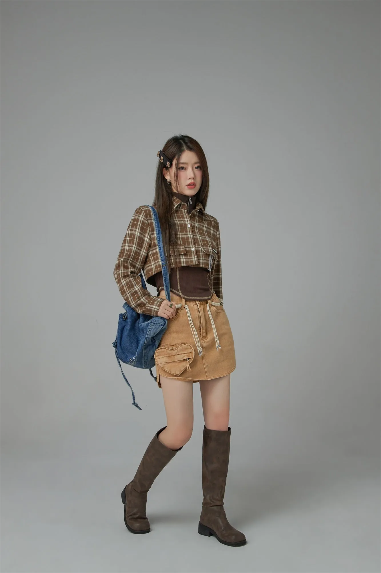 On The Ground Check Cropped Shirt