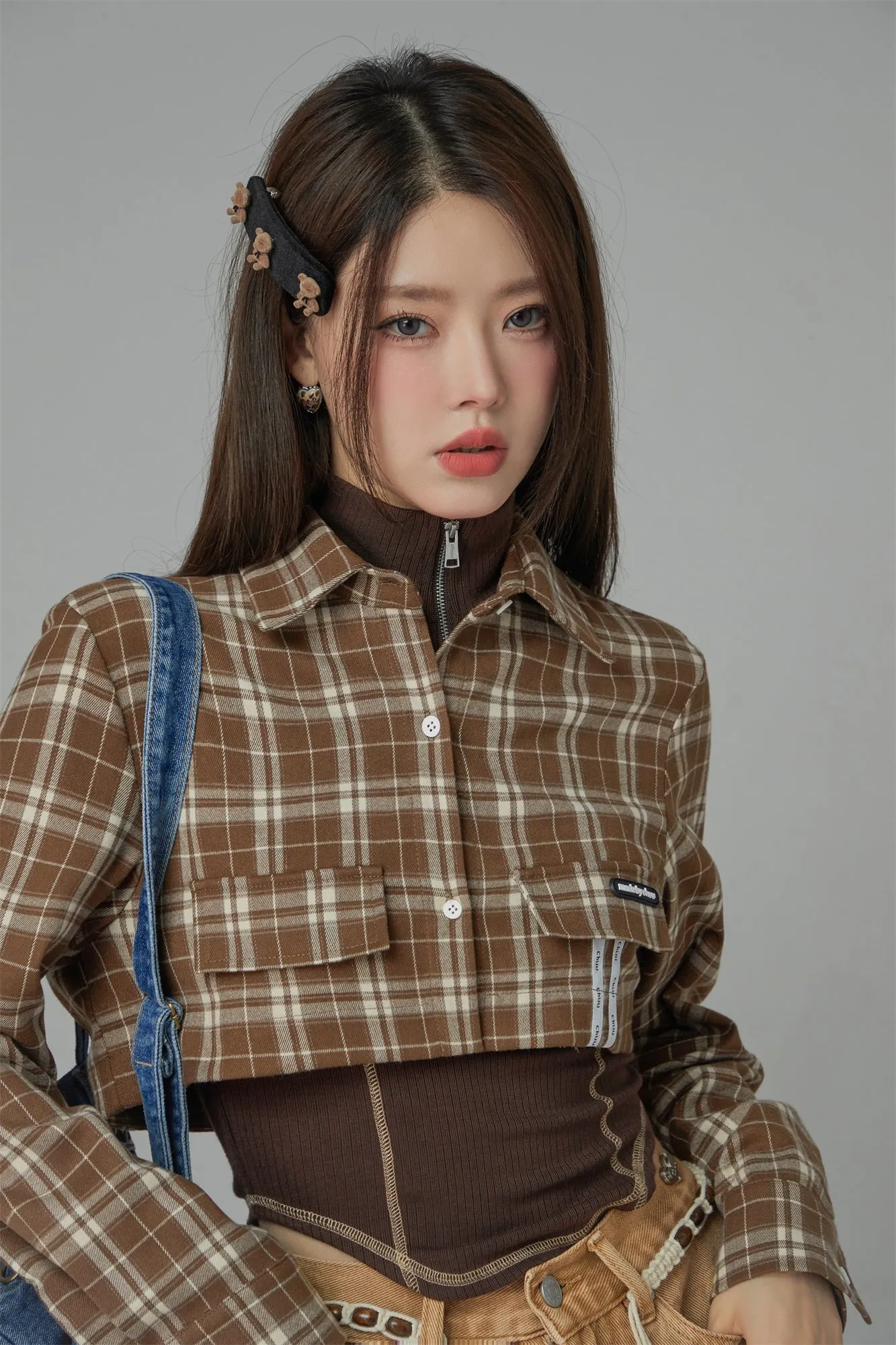 On The Ground Check Cropped Shirt