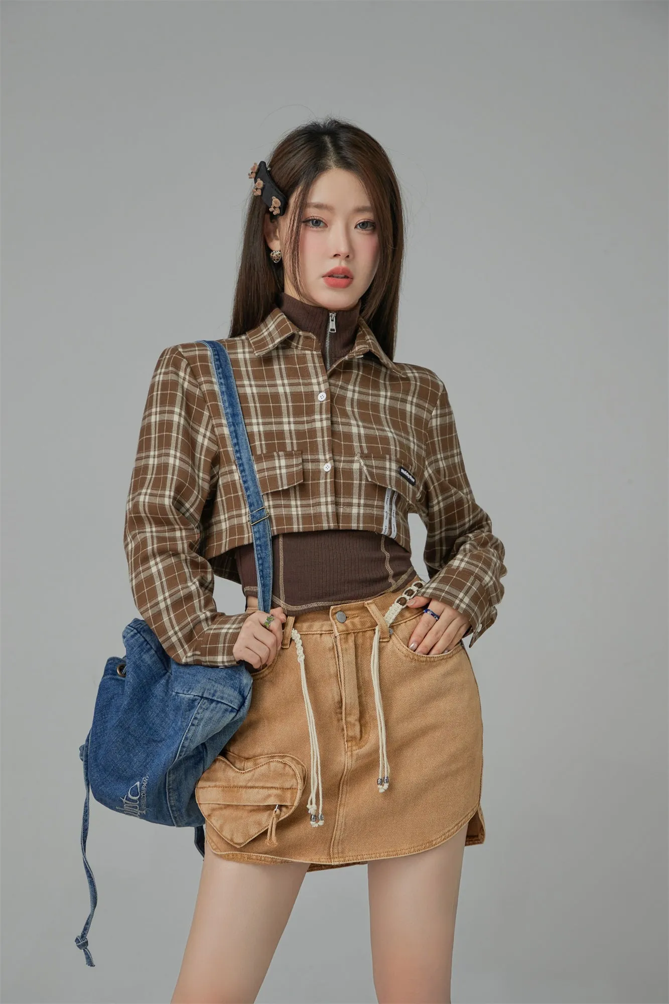 On The Ground Check Cropped Shirt