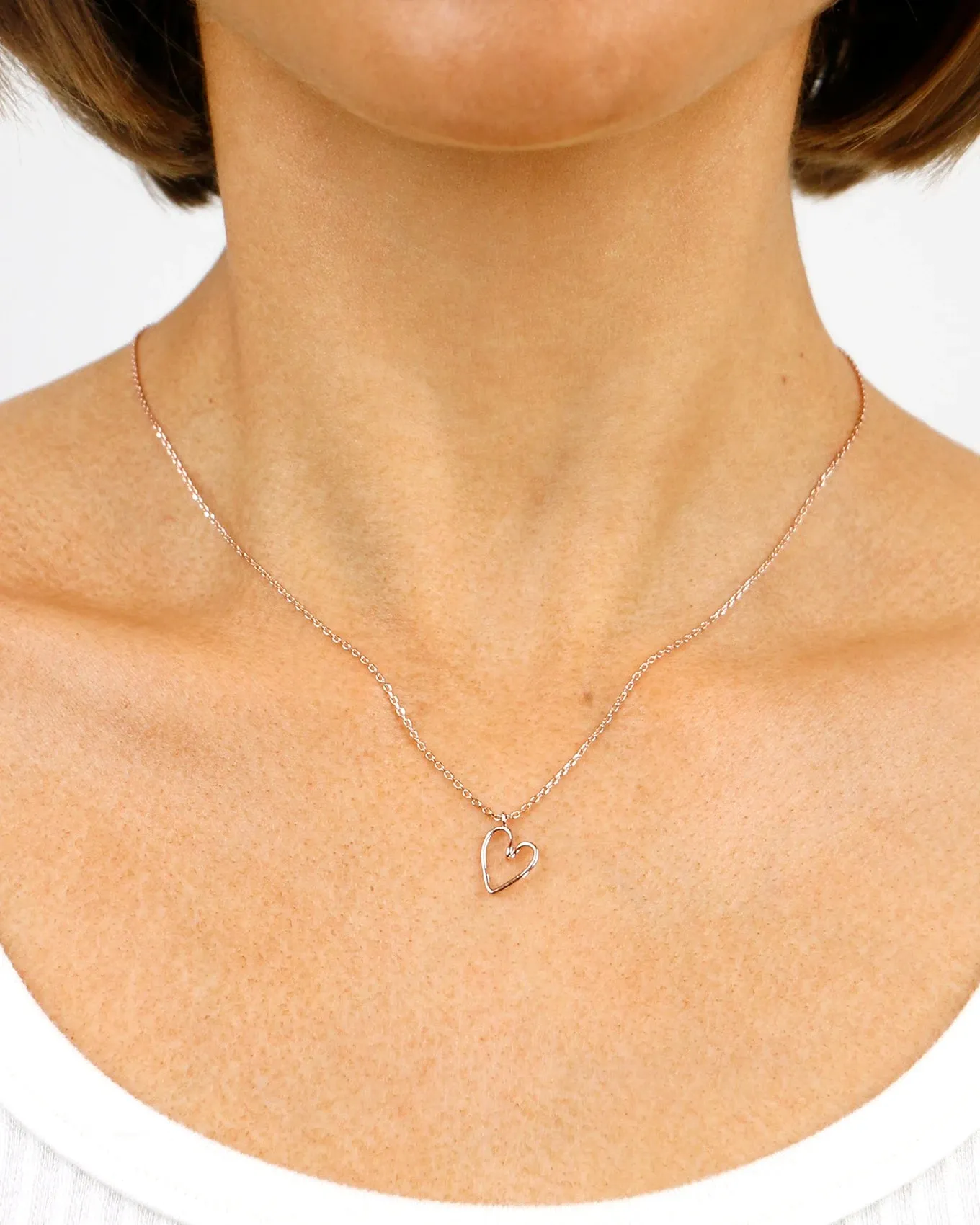 Open Heart Necklace in Rose Gold