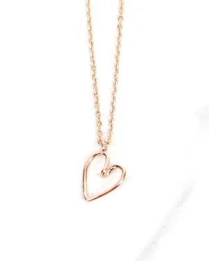 Open Heart Necklace in Rose Gold