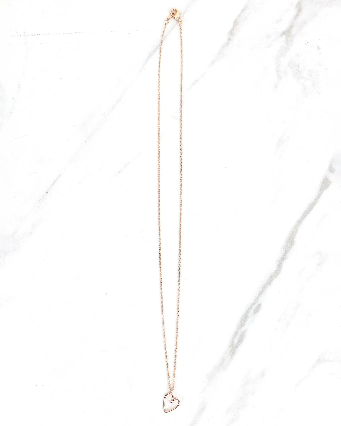 Open Heart Necklace in Rose Gold