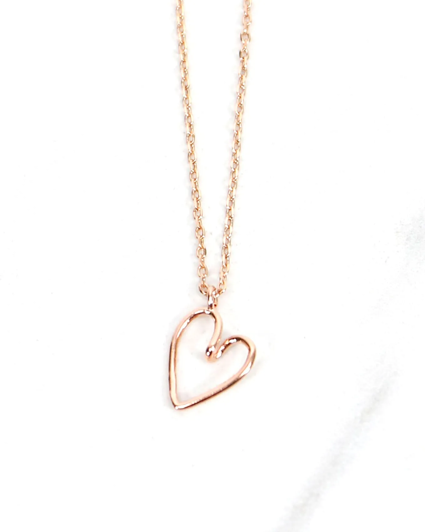 Open Heart Necklace in Rose Gold