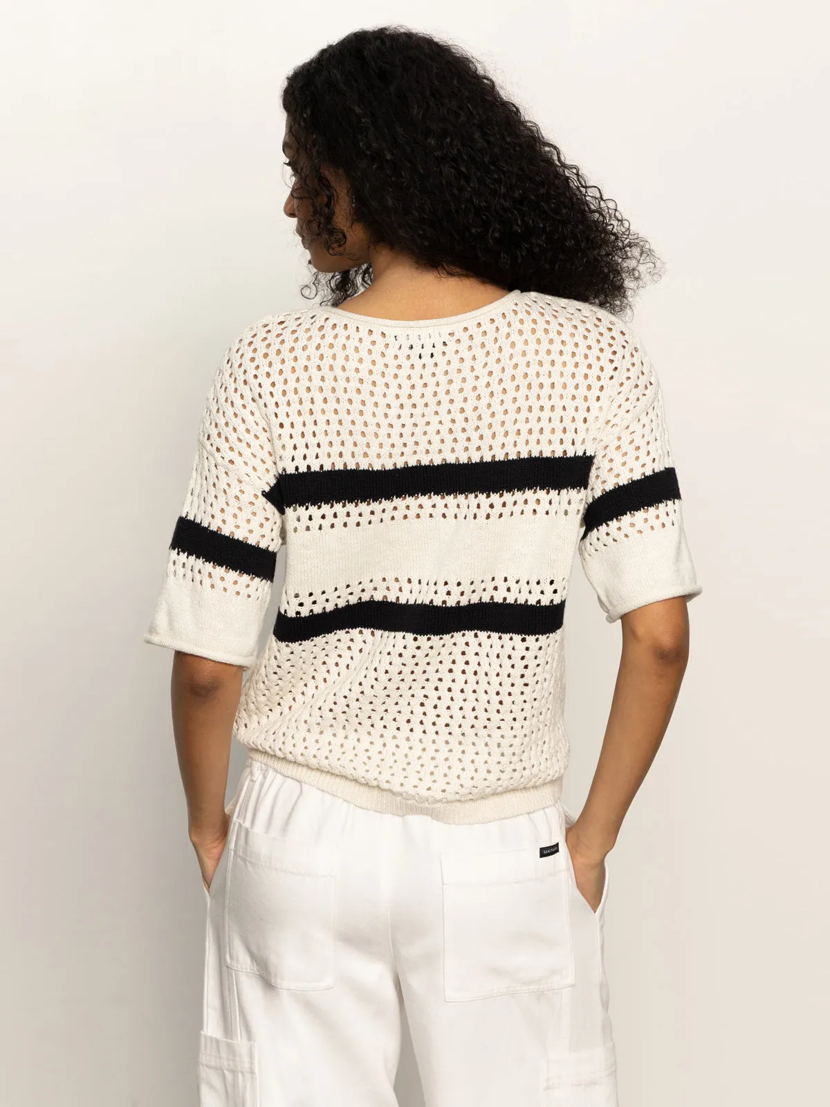 Openwork Tee Black Chalk Stripe Quick Dry Fit Quick Layer Fit