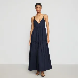 Easy Comfort Look Flexible Mood Orchid Sweetheart-Neck Tiered Cotton Maxi Dress