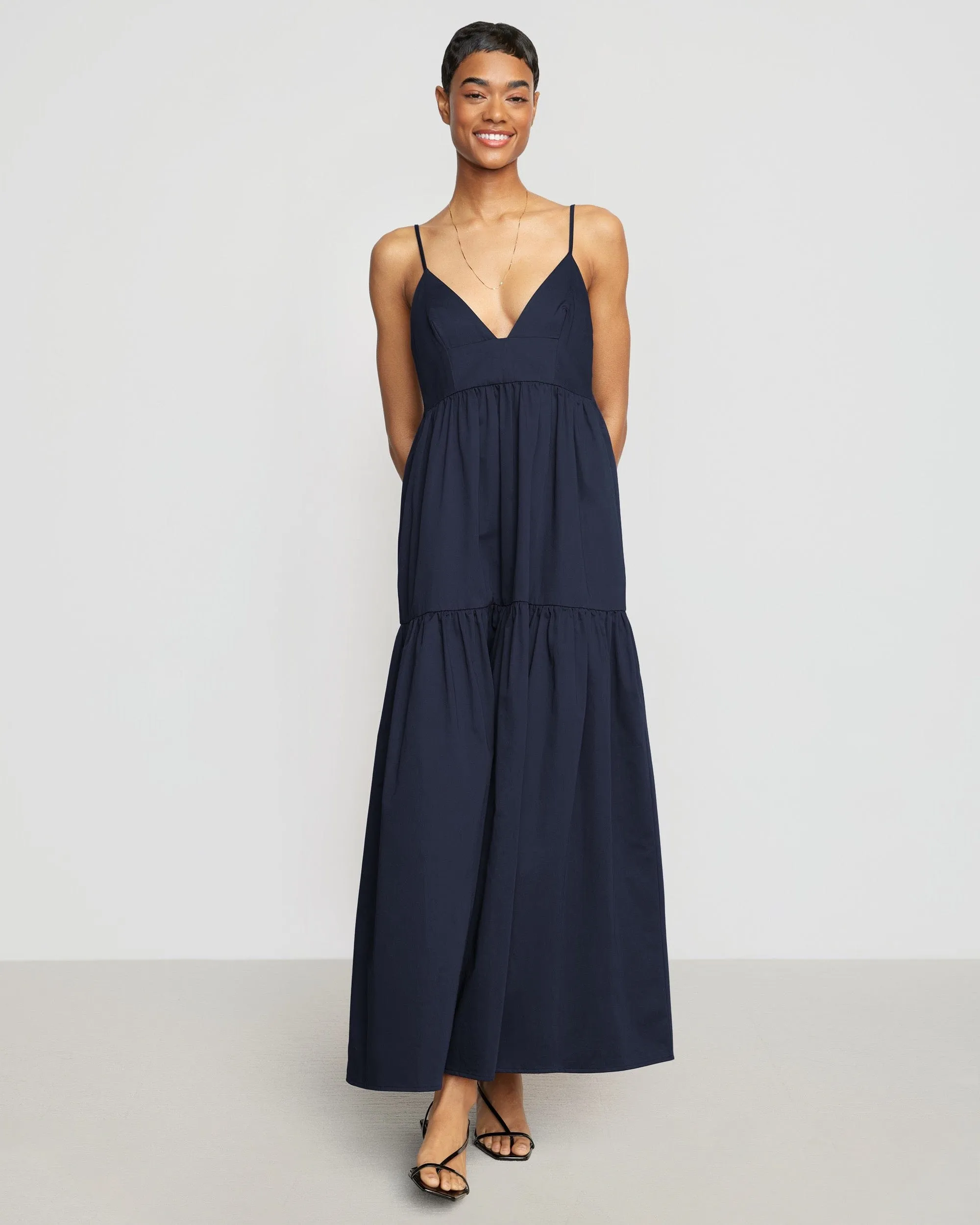 Orchid Sweetheart-Neck Tiered Cotton Maxi Dress Organic-Fabric
