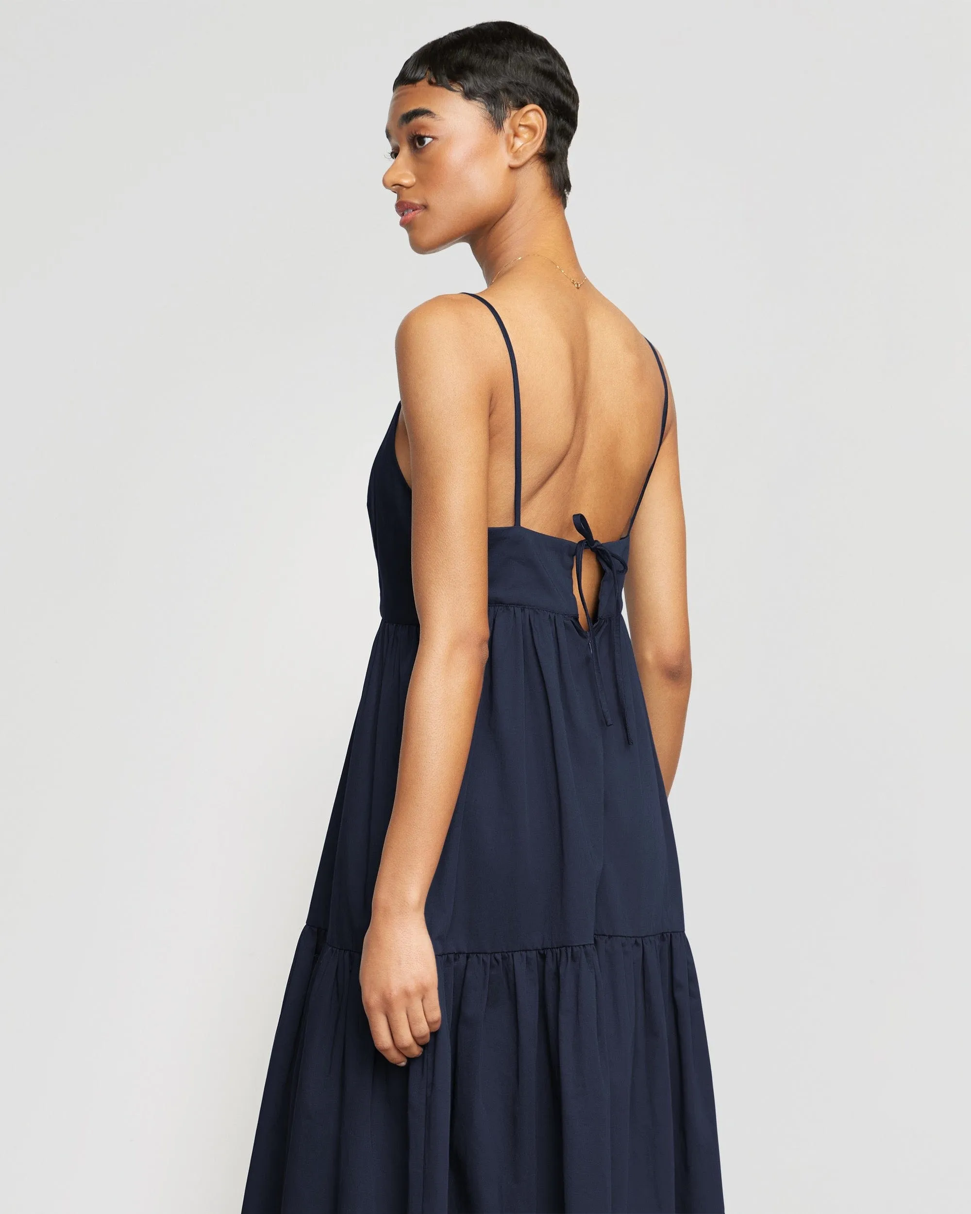 Sunset Look Orchid Sweetheart-Neck Tiered Cotton Maxi Dress