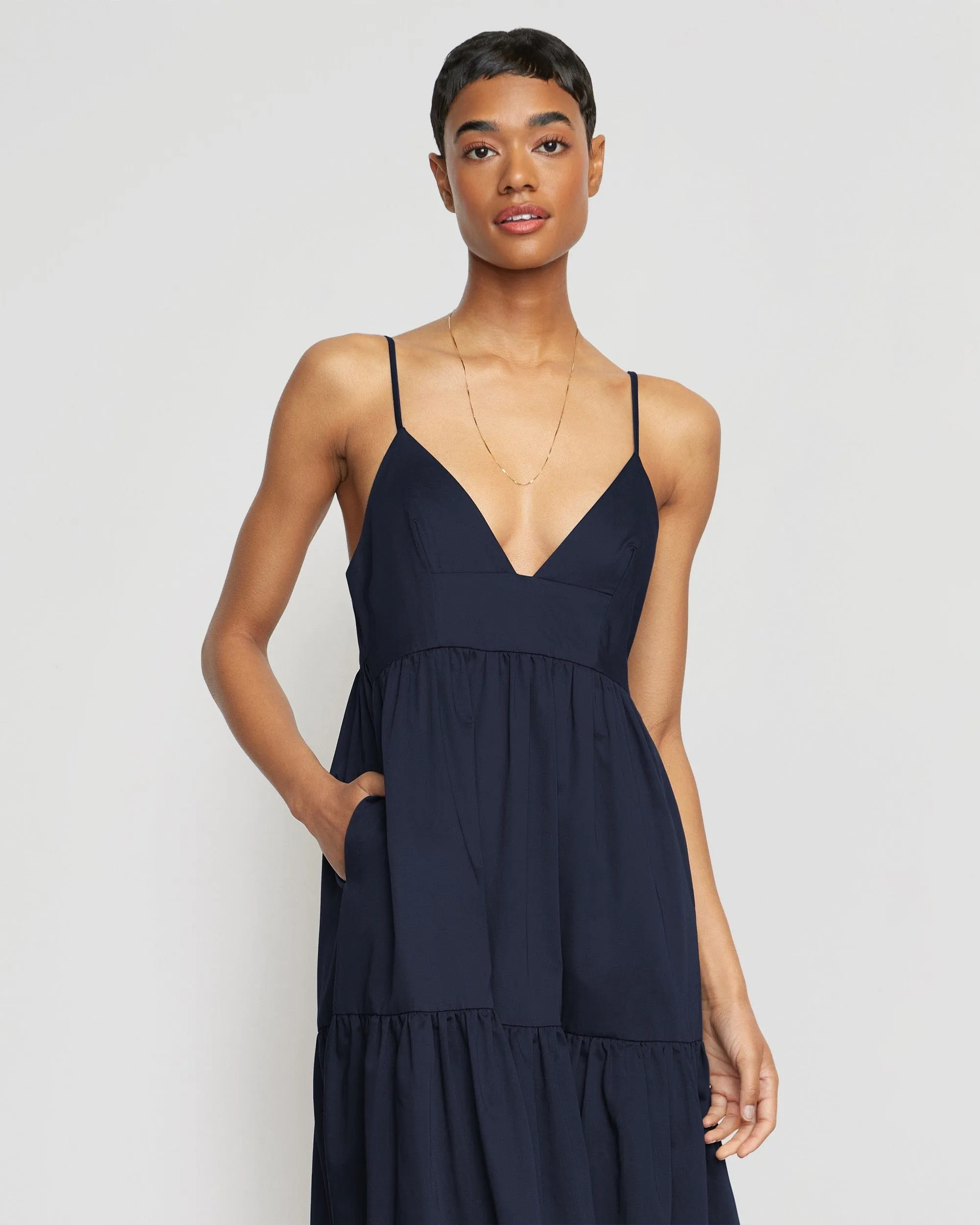 Orchid Sweetheart-Neck Tiered Cotton Maxi Dress Lounge Moment