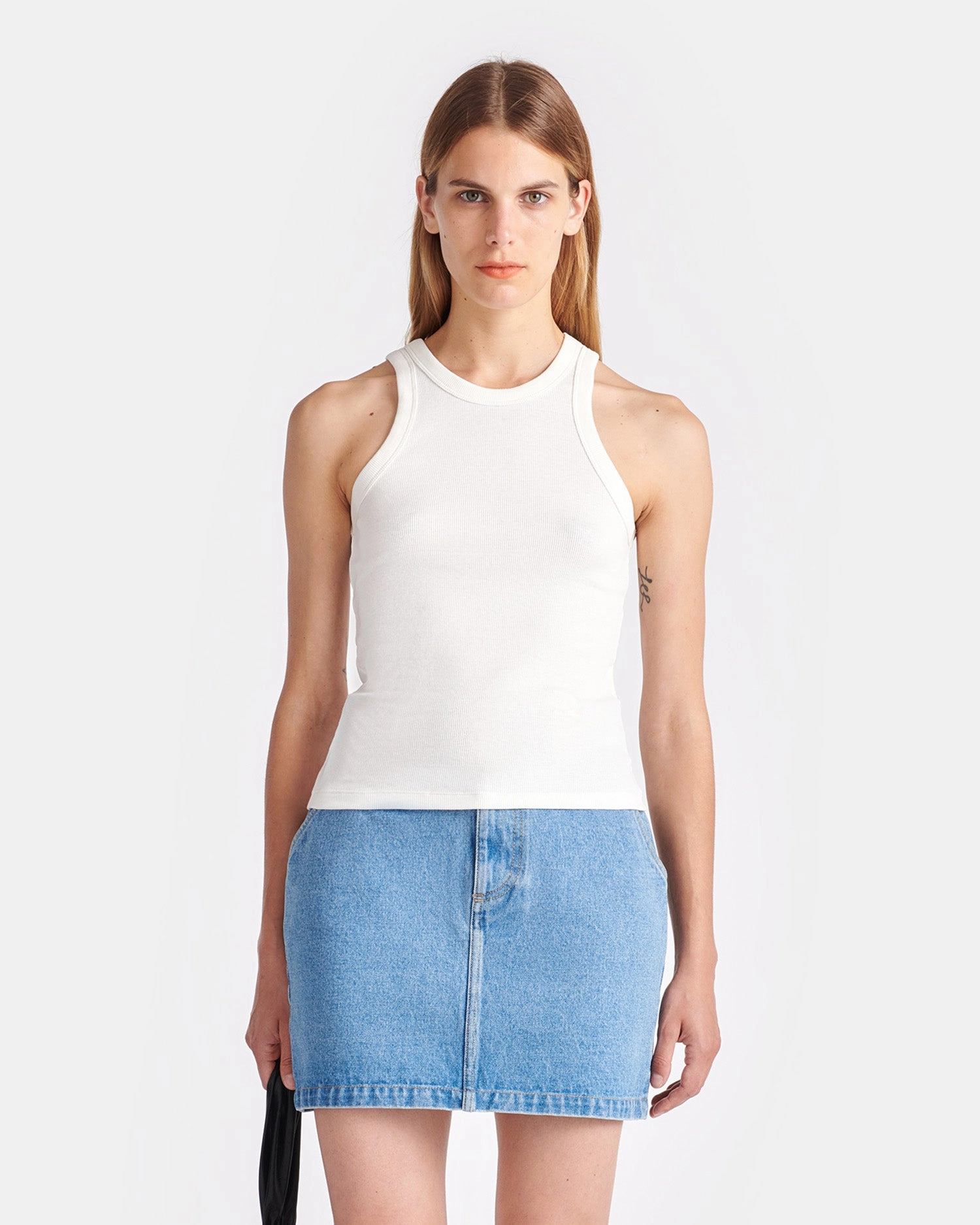 VentilatedMesh Double Stitched Hem Herve - Ribbed-Jersey Tank Top - Off White