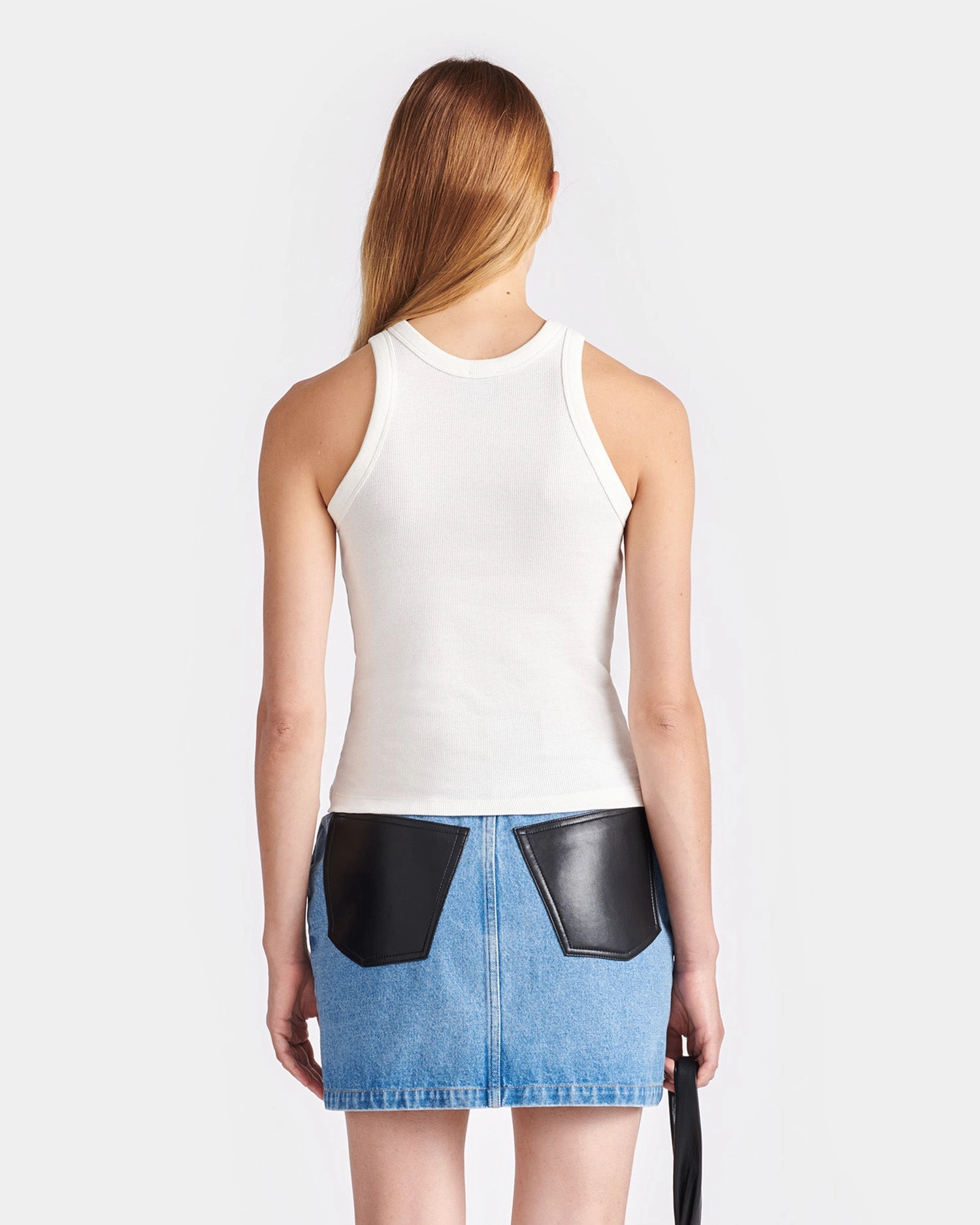 Bold Patterns Herve - Ribbed-Jersey Tank Top - Off White