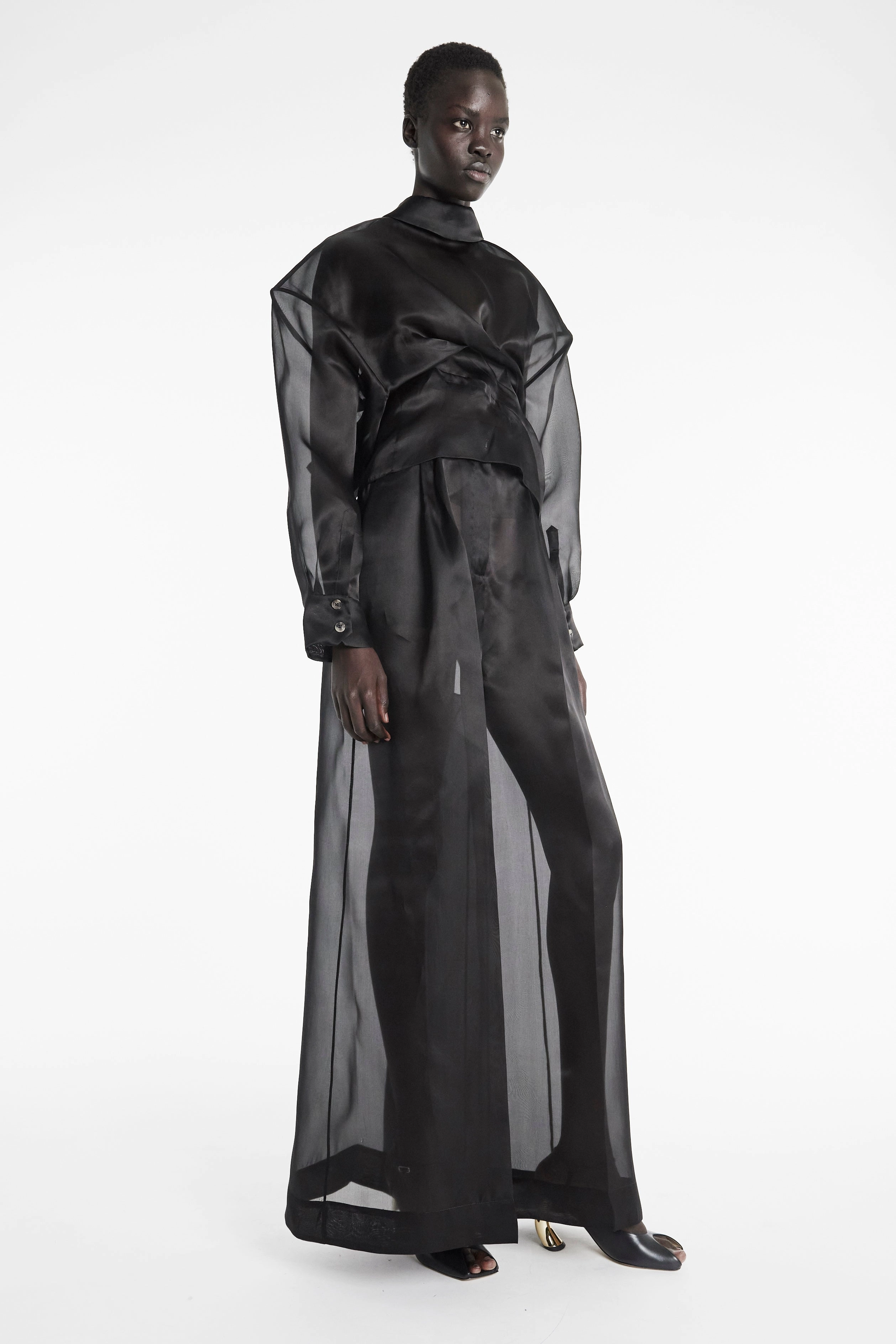 Organza Twisted Shirt Black DoubleStitched Construction