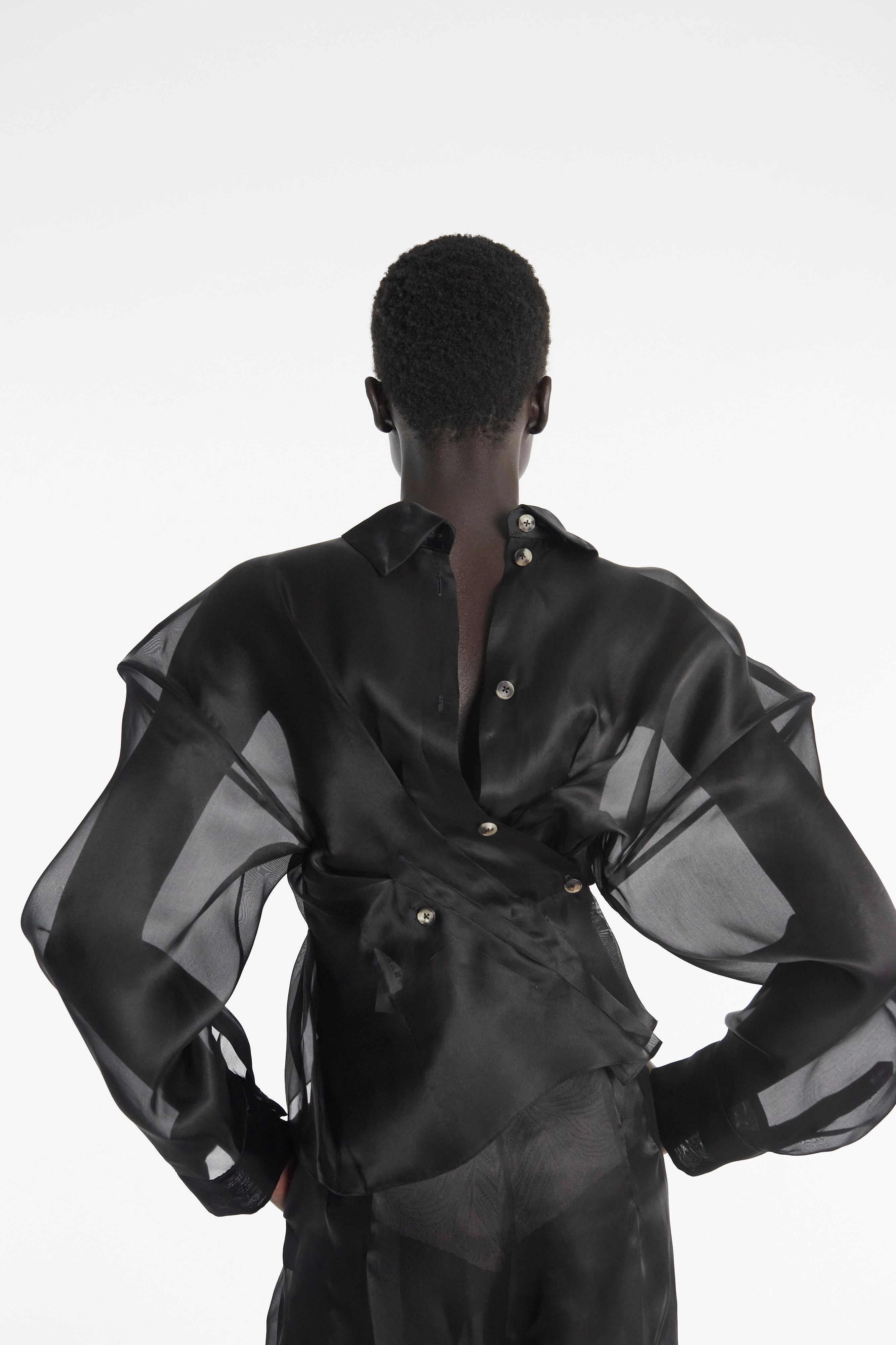 Organza Twisted Shirt Black Cooling Technology