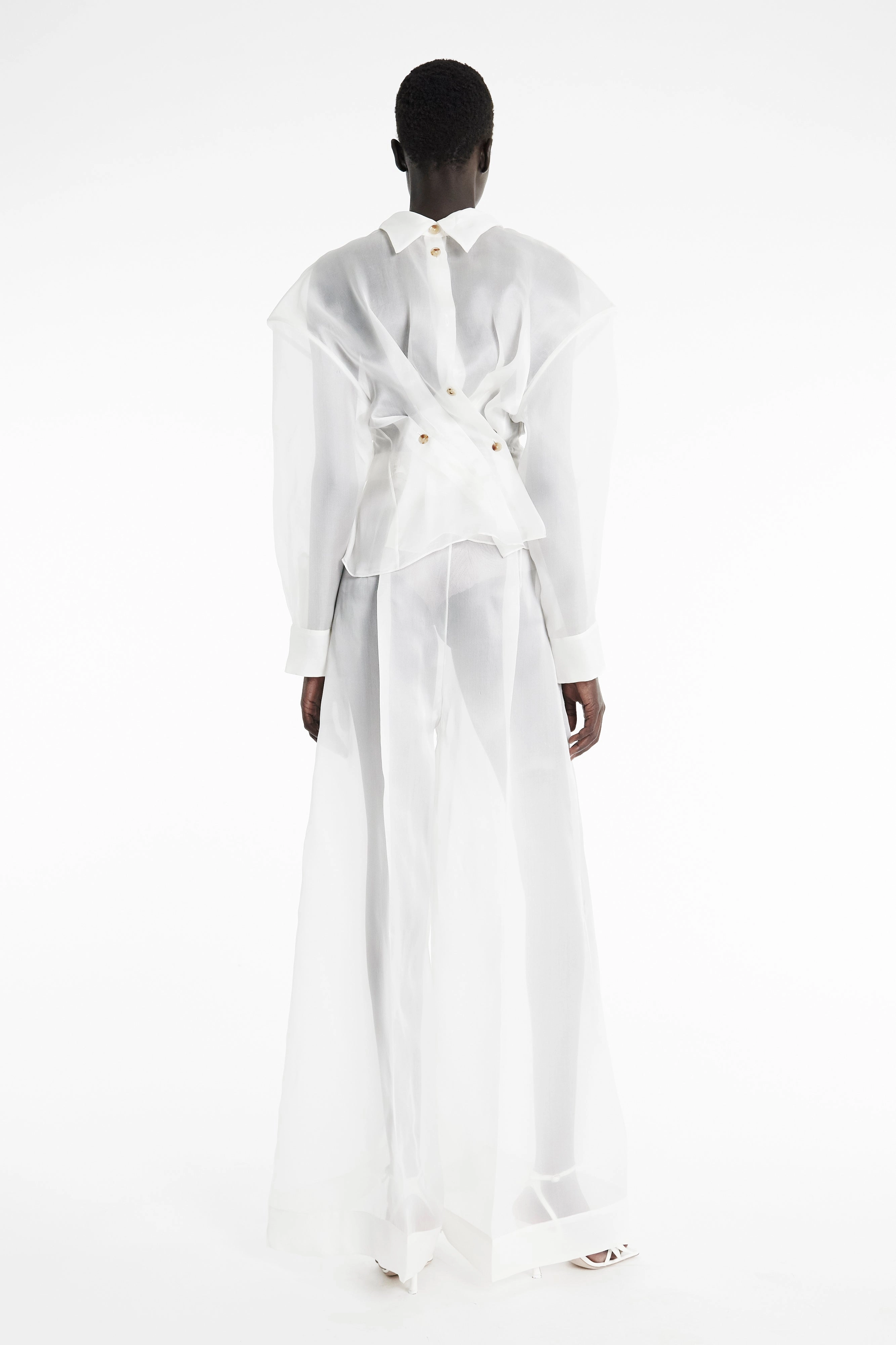 Organza Twisted Shirt White FlatlockSeams
