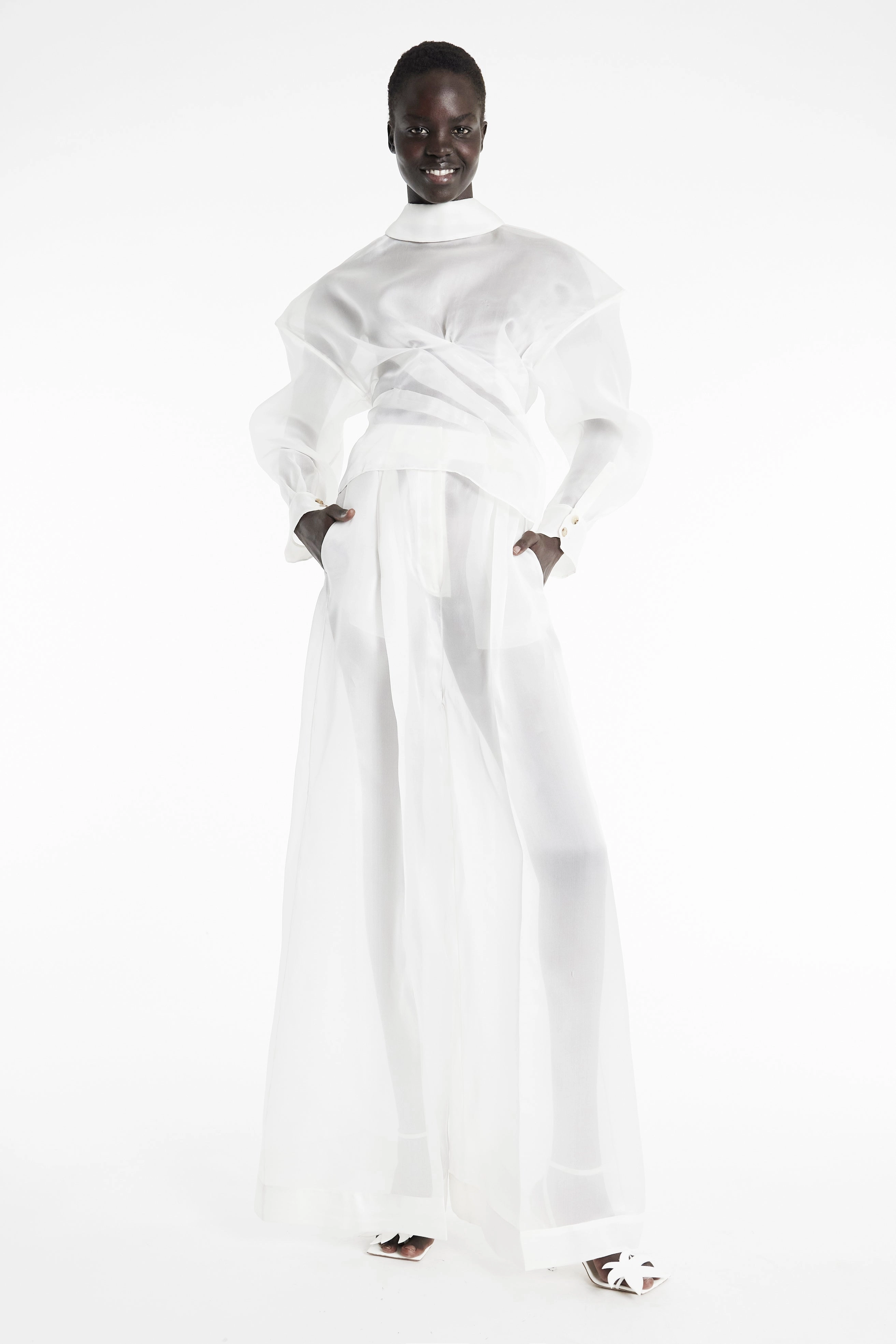 Organza Twisted Shirt White Light material
