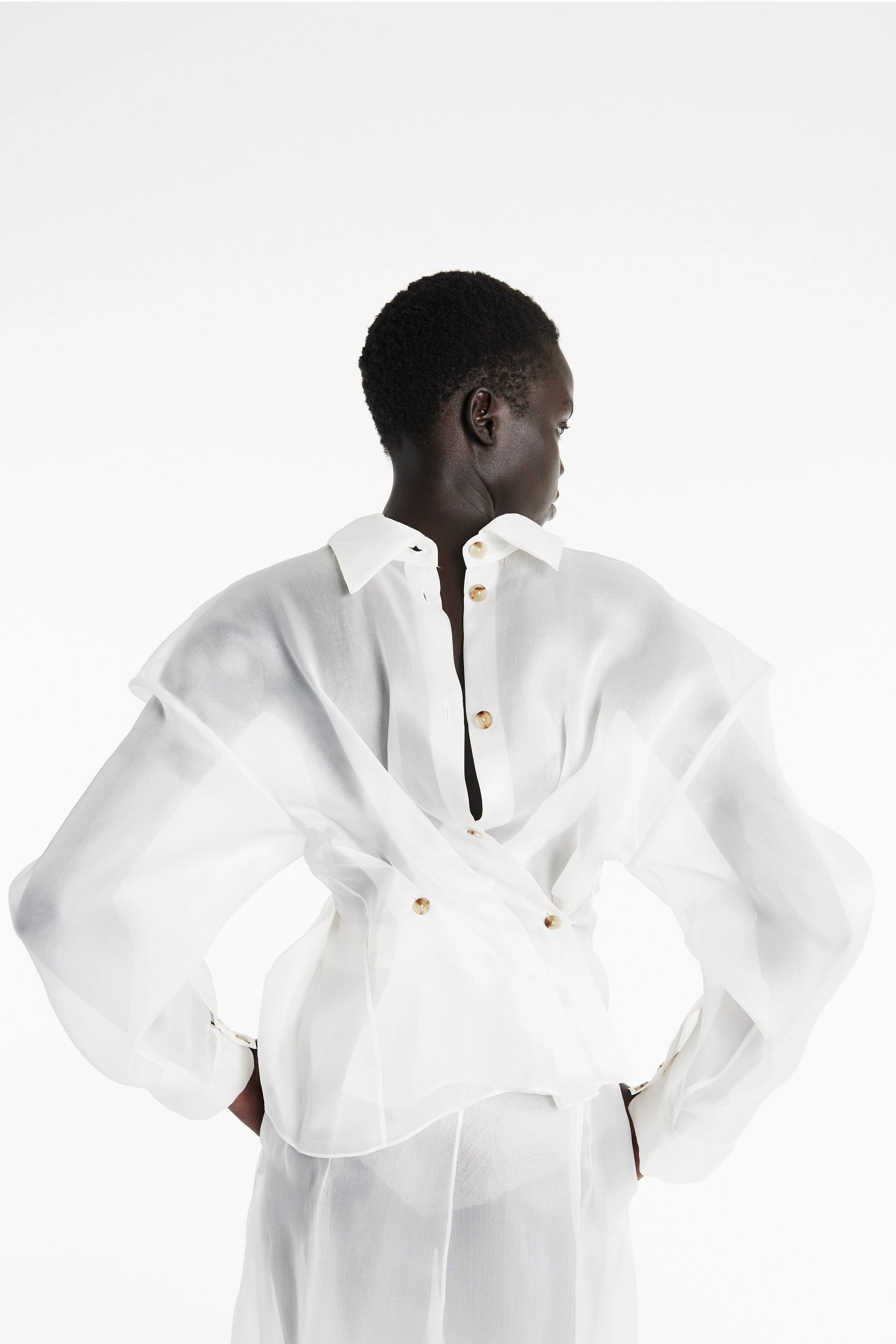 AbrasionResistant Organza Twisted Shirt White