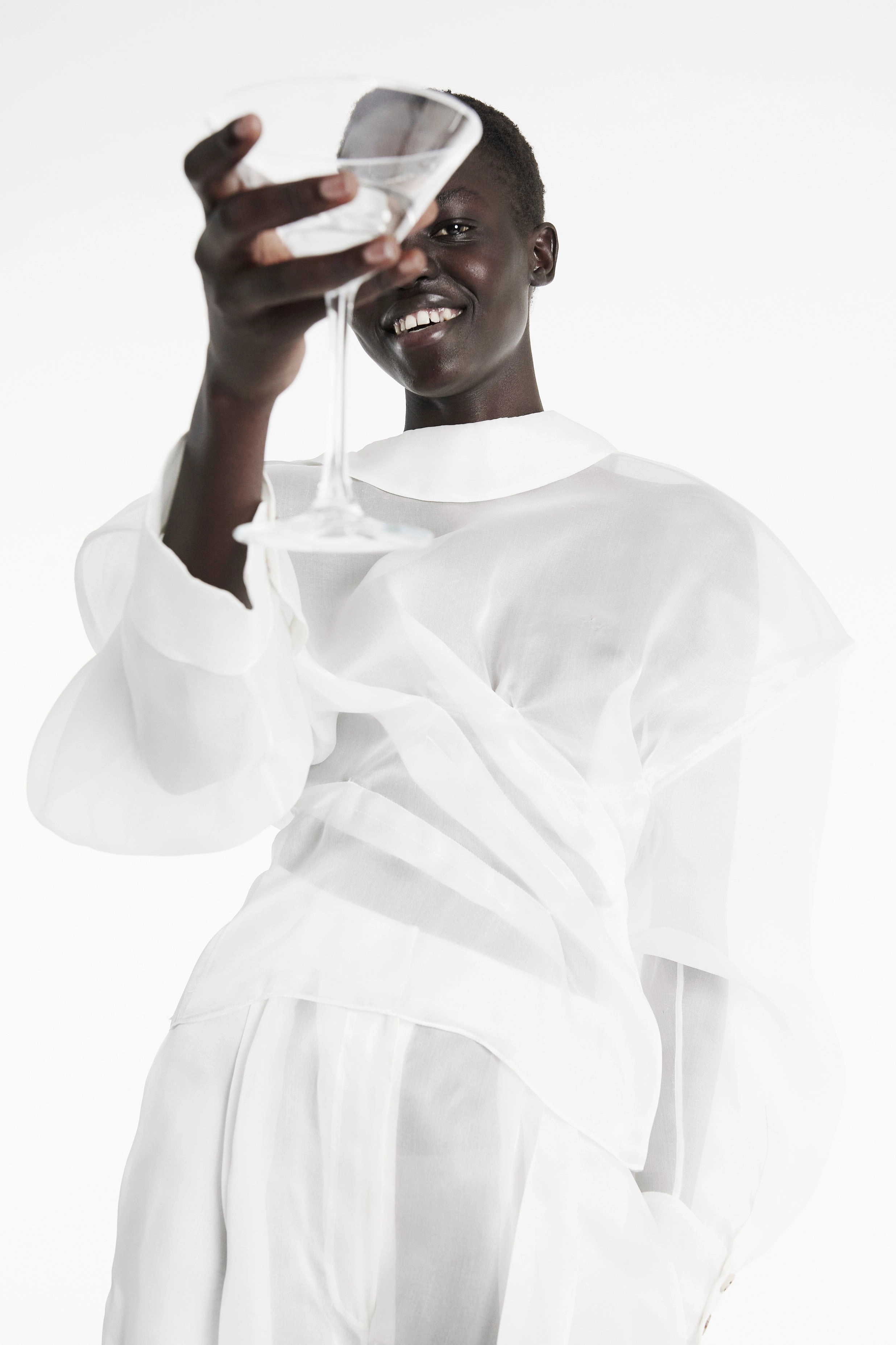 StretchComfort Organza Twisted Shirt White