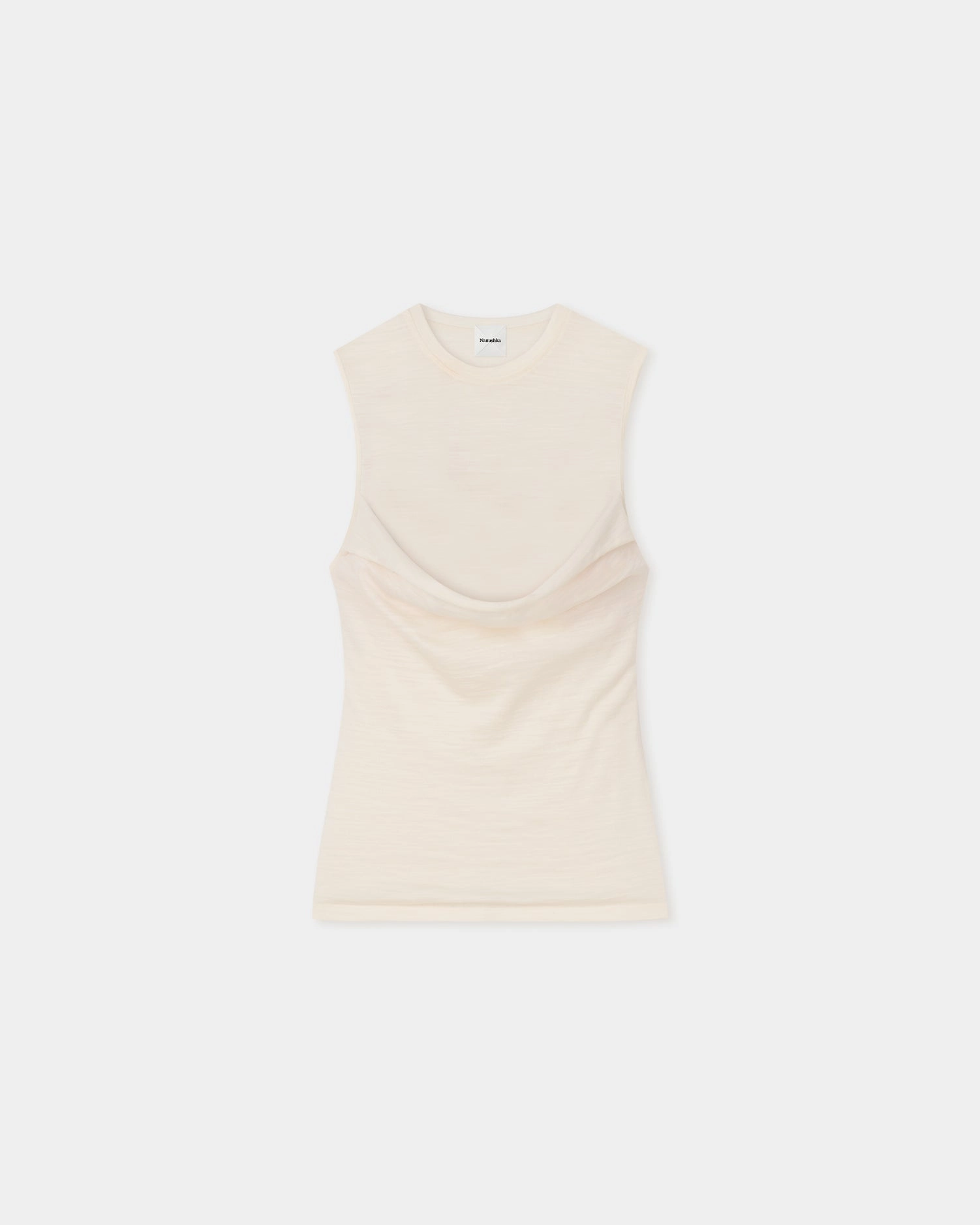Orien - Draped Wool Jersey Top - Creme MinimalistDesign Bonded Seam Tape