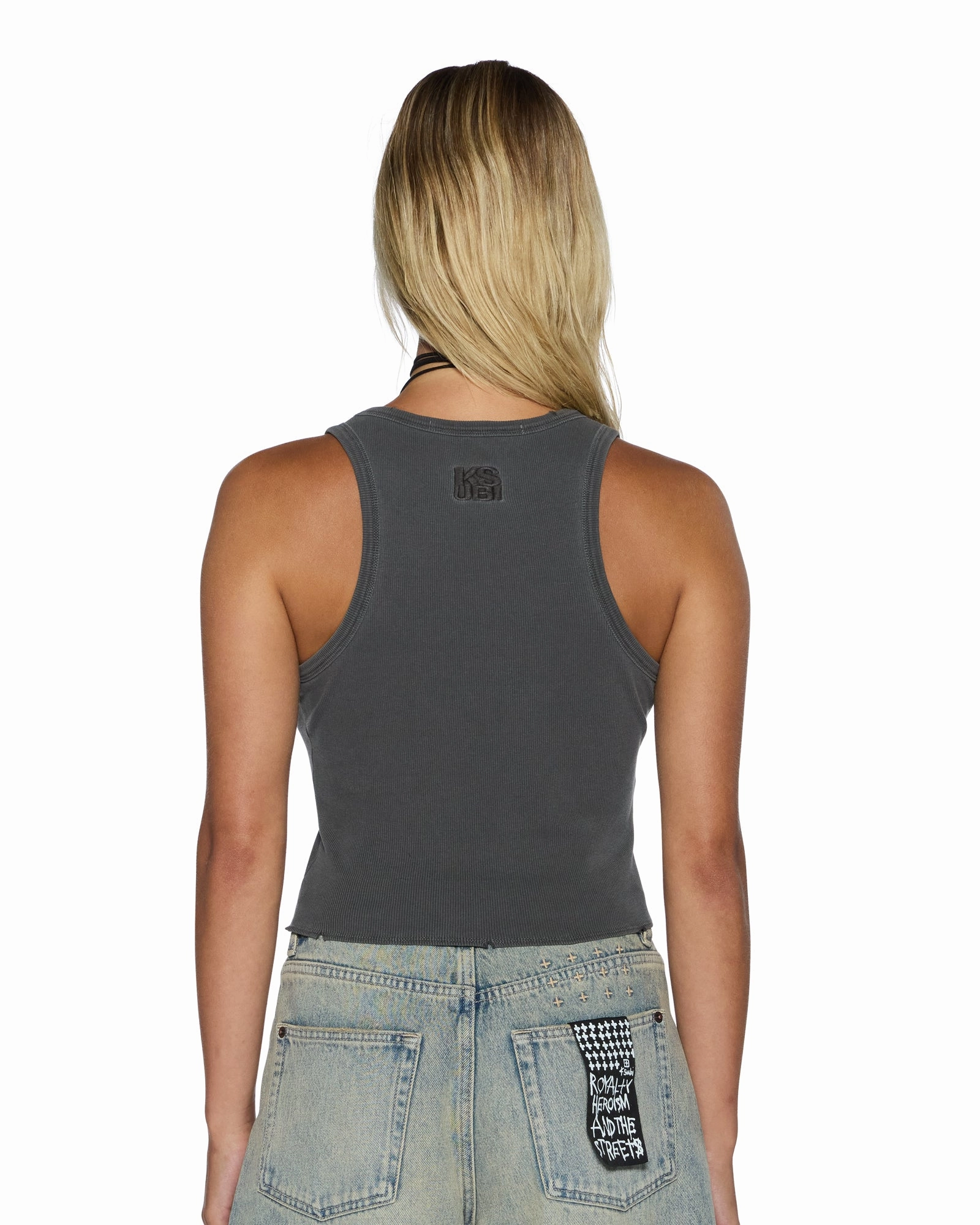 ORIGIN TANK GARTER CHARCOAL YarnDyedQuality Ribbed Hem Finish