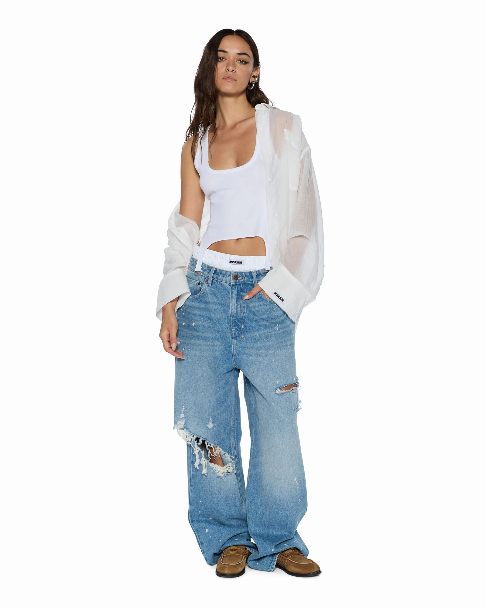 Drop Shoulder Design ORIGIN TANK GARTER WHITE