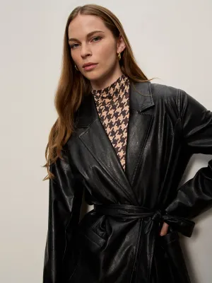 Vegan Leather Coat Black Sport Comfort Develop