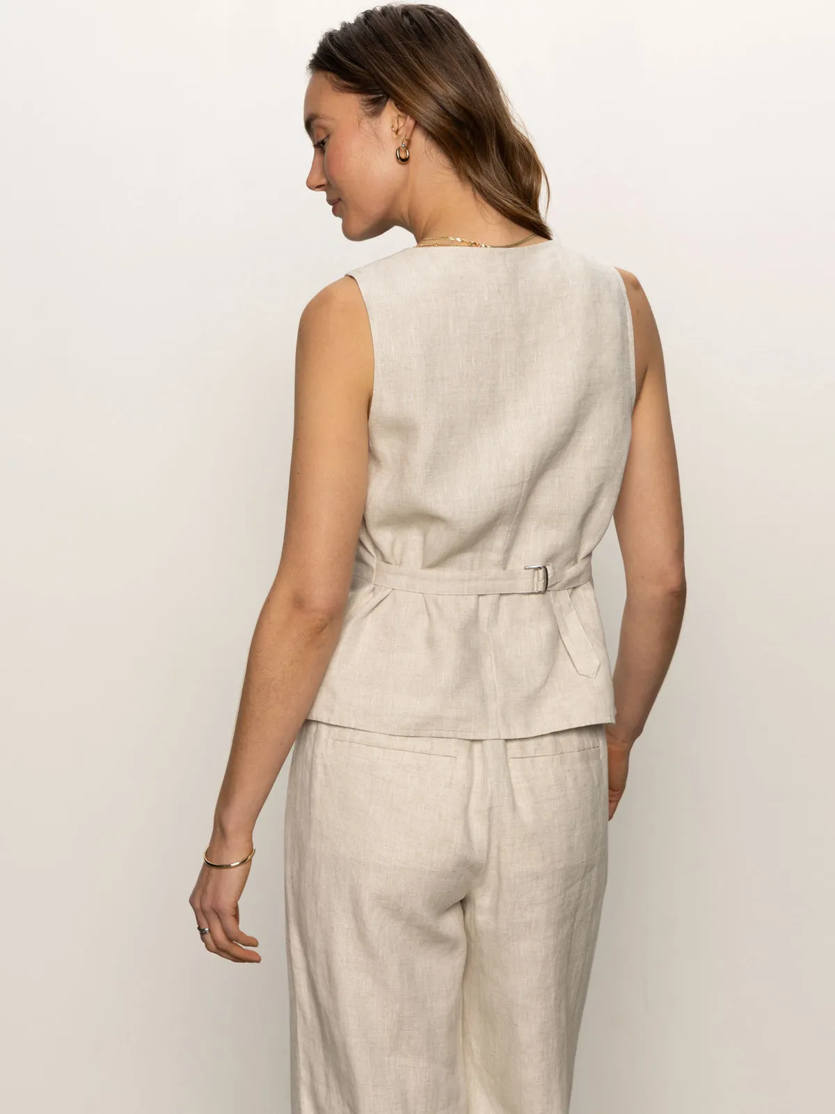 Stretch Wear Flatlock stitching Outsmart Square Neck Vest Flax