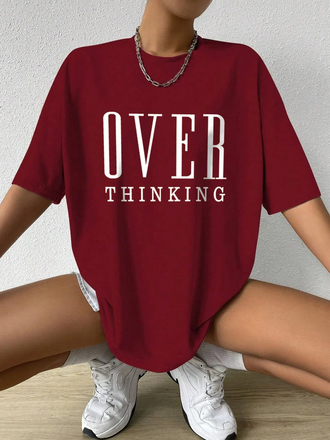 Over Thinking cute Cotton Short Sleeve oversized tee