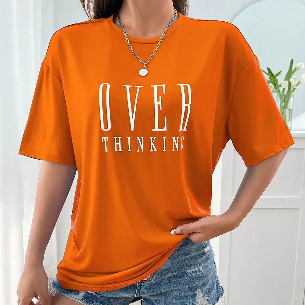 Over Thinking cute Cotton Short Sleeve oversized tee