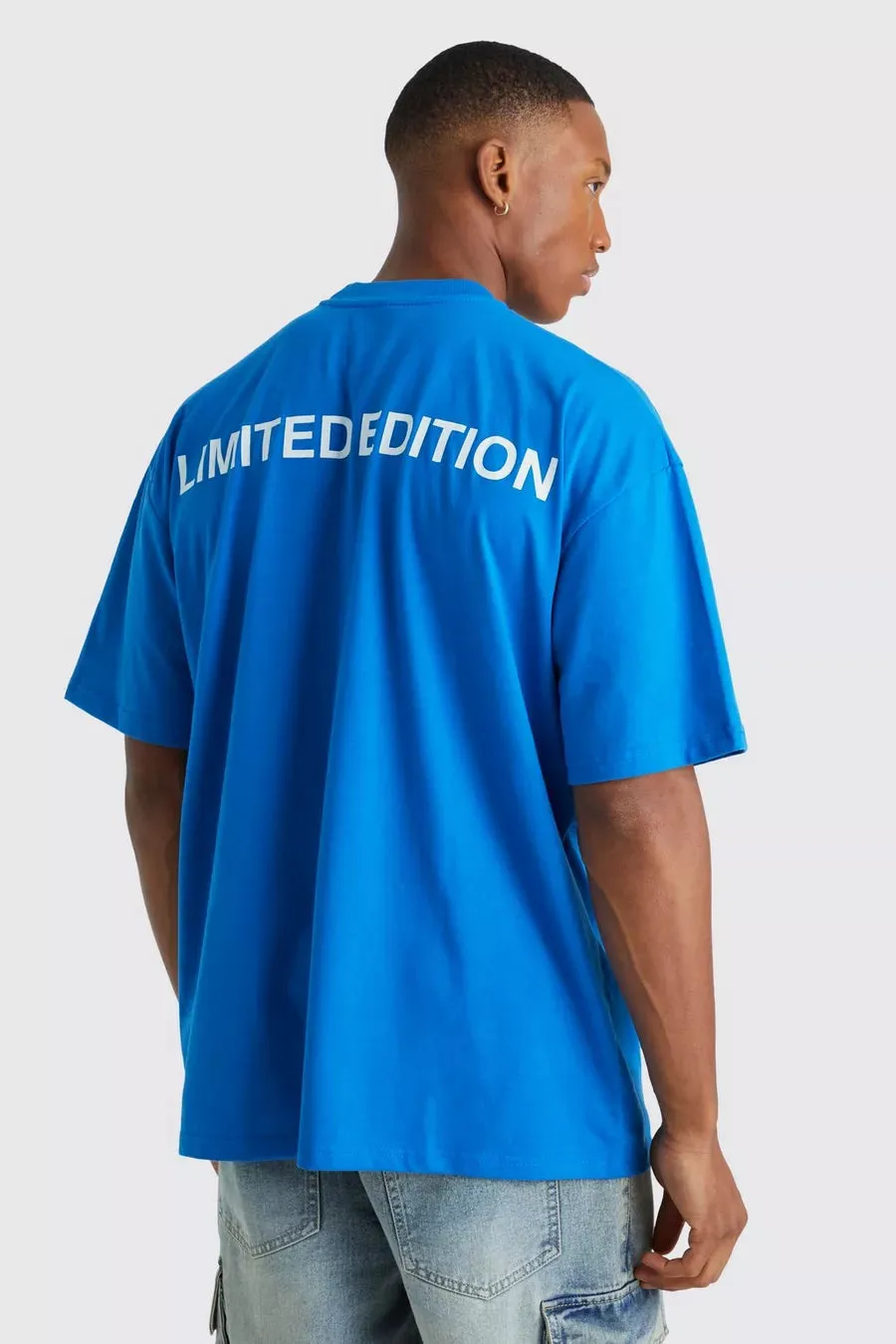 OVERSIZED EXTENDED NECK LIMITED T-SHIRT - BLUE