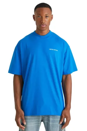 OVERSIZED EXTENDED NECK LIMITED T-SHIRT - BLUE