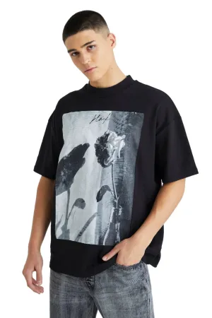 OVERSIZED HEAVYWEIGHT INTERLOCK ROSE GRAPHIC T-SHIRT