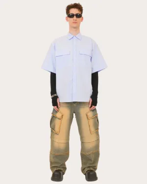 Oversized Pocket Shirts-BLUE